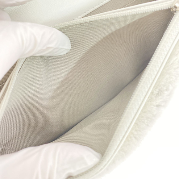CHANEL Orirag Fur Chain Wallet White Grey - Picture 9 of 10